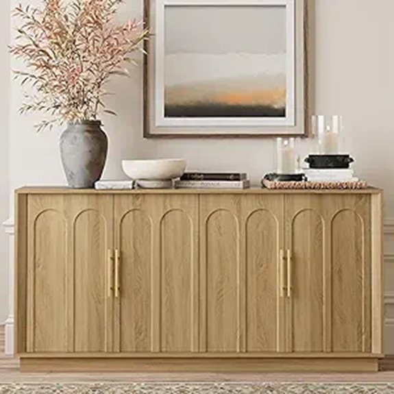 Modern Oak Sideboard with Storage and Arched Doors