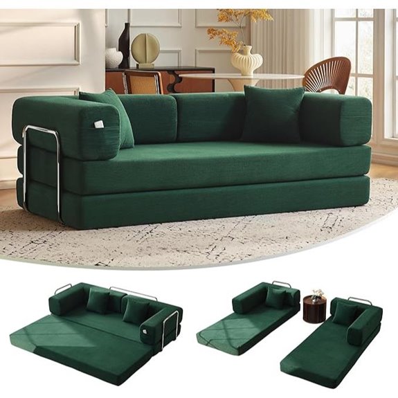 79 Corduroy Convertible Sofa Bed with Pillows