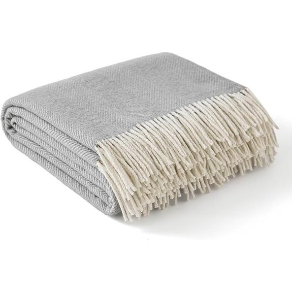 Bedsure Wool Blanket for Women Cozy Herringbone Throw