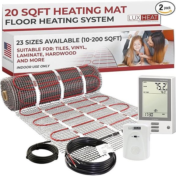 LuxHeat 20sqft Electric Floor Heating Kit with Thermostat