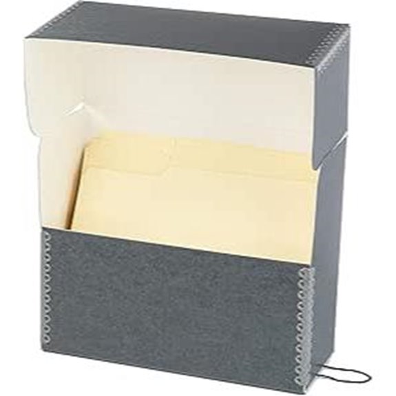 Archival Document Storage Box with 12 Folders Gray
