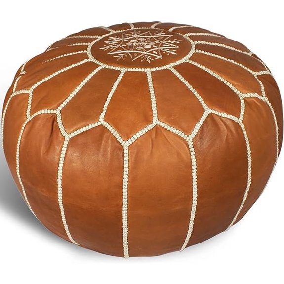 Moroccan Leather Ottoman Pouf Handmade Brown Unstuffed