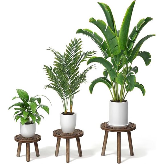 3-Pack Indoor Wooden Plant Stands for Large Pots