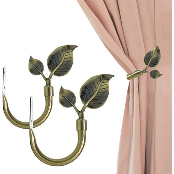 Leaf Shaped Curtain Holdbacks 2pcs Antique Brass