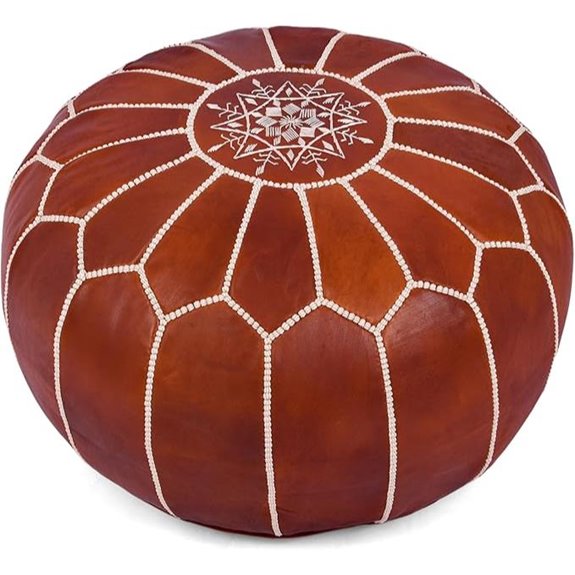 Marrakesh Gallery Leather Round Ottoman Pouf Cover