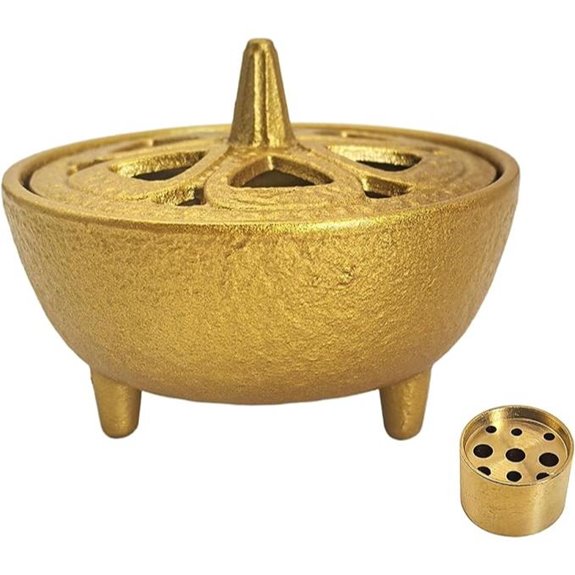 Small Cast Iron Incense Burner with Lid and Stand