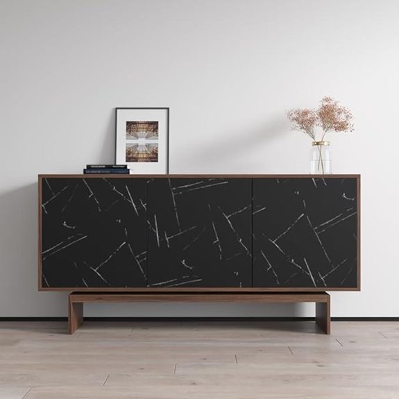 Gram Modern Walnut & Black Sideboard with Storage