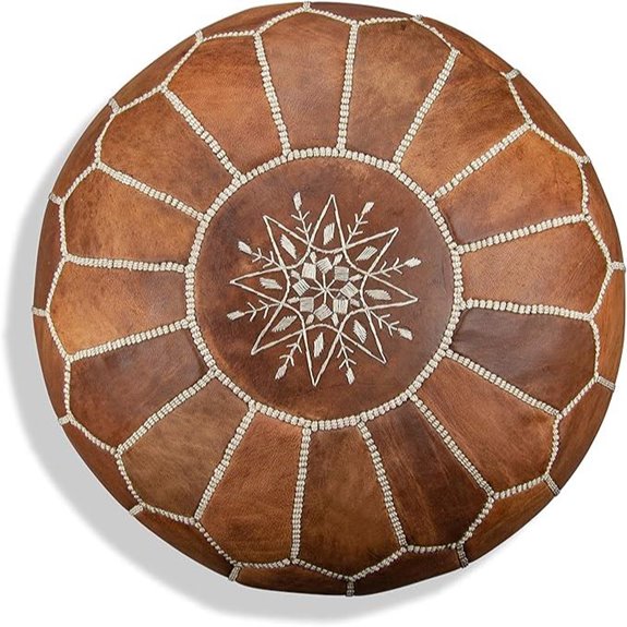 Moroccan Leather Pouf Ottoman Footstool Floor Cushion