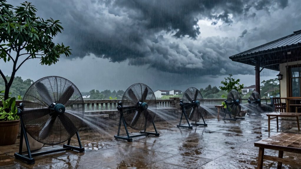 outdoor fans dry wet patios