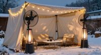 patio winter camping setup