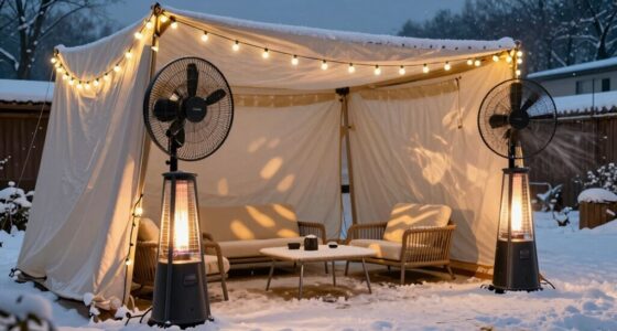 patio winter camping setup