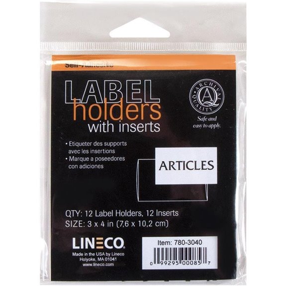 Lineco Polyester Label Holders with Inserts (12 Pack)