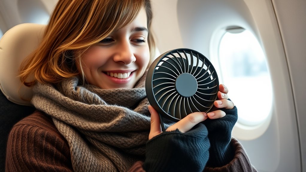 portable fan enhances in flight comfort
