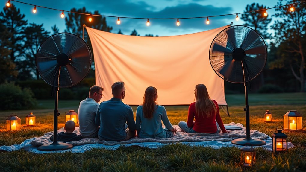 set up outdoor movie night