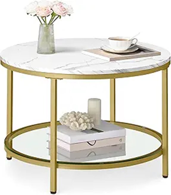 VASAGLE 2-Tier Faux Marble Coffee Table