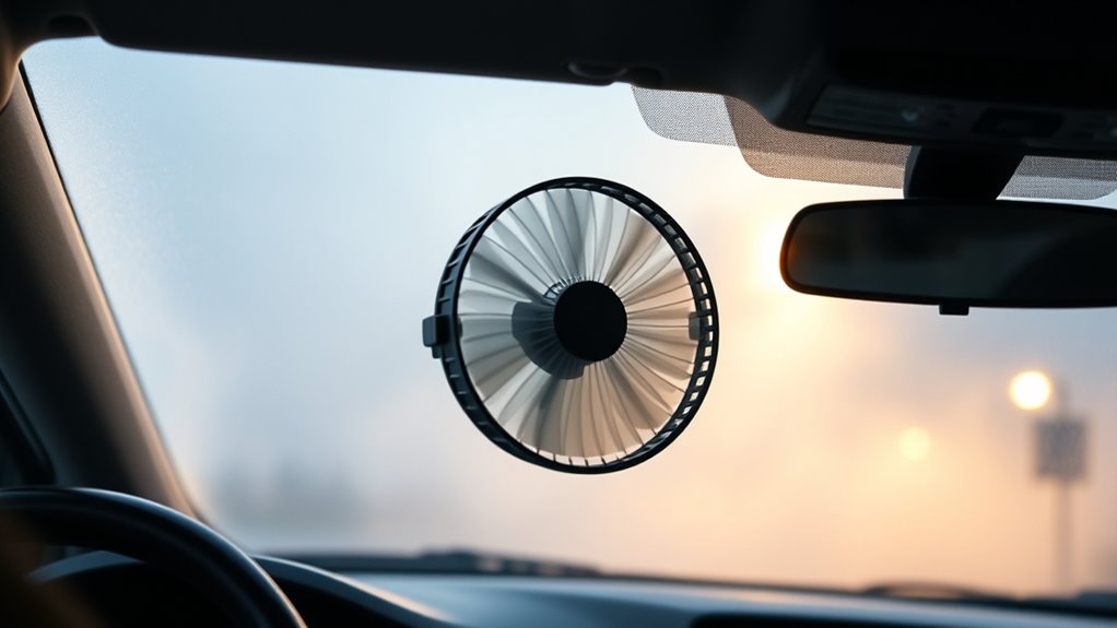 use portable fan to defog