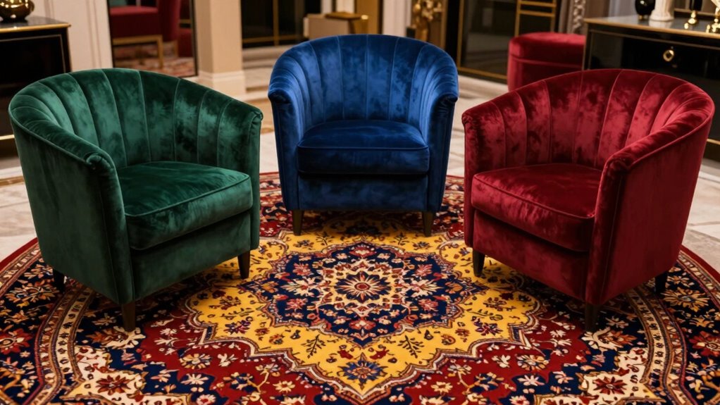 velvet chairs for persian rugs