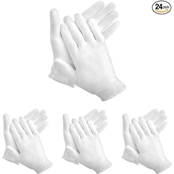 48 Pcs White Cotton Gloves for Inspection & Services