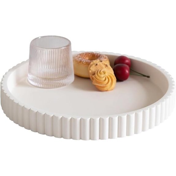 White Round Concrete Decorative Tray for Coffee & Side Tables