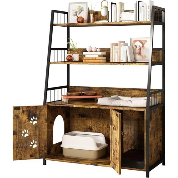 Recaceik Wooden Cat Litter Box Enclosure with Shelf