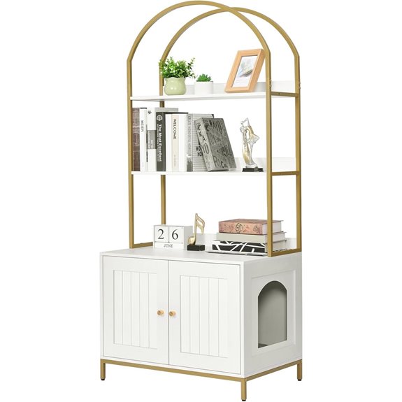 Homhedy Wooden Cat Litter Box Enclosure with Storage