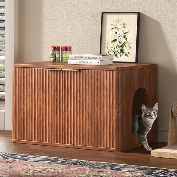 Walnut Cat Litter Box Enclosure Furniture